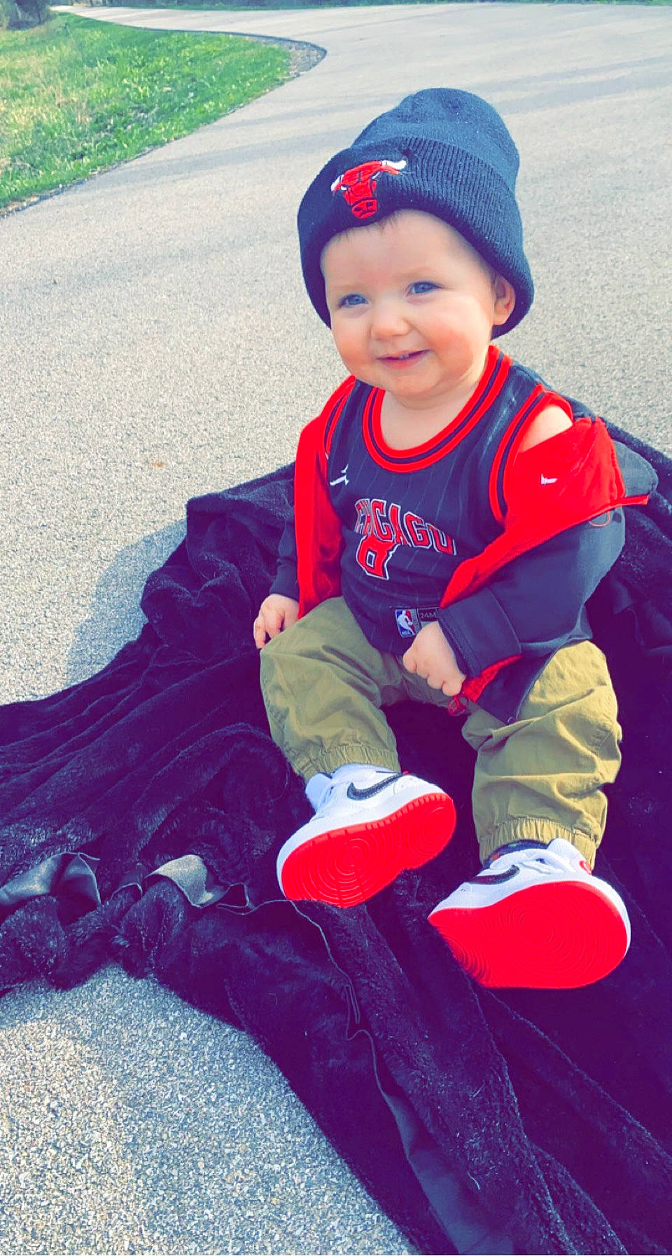 Jaxson is registered to the contest to win money with this photo: baby, baby_toddler_clothing, baseball_cap, cap, child, cool, electric_blue, face, fun, grass, happy, hat, headgear, headwear, joy, people, person, photograph, plant, red