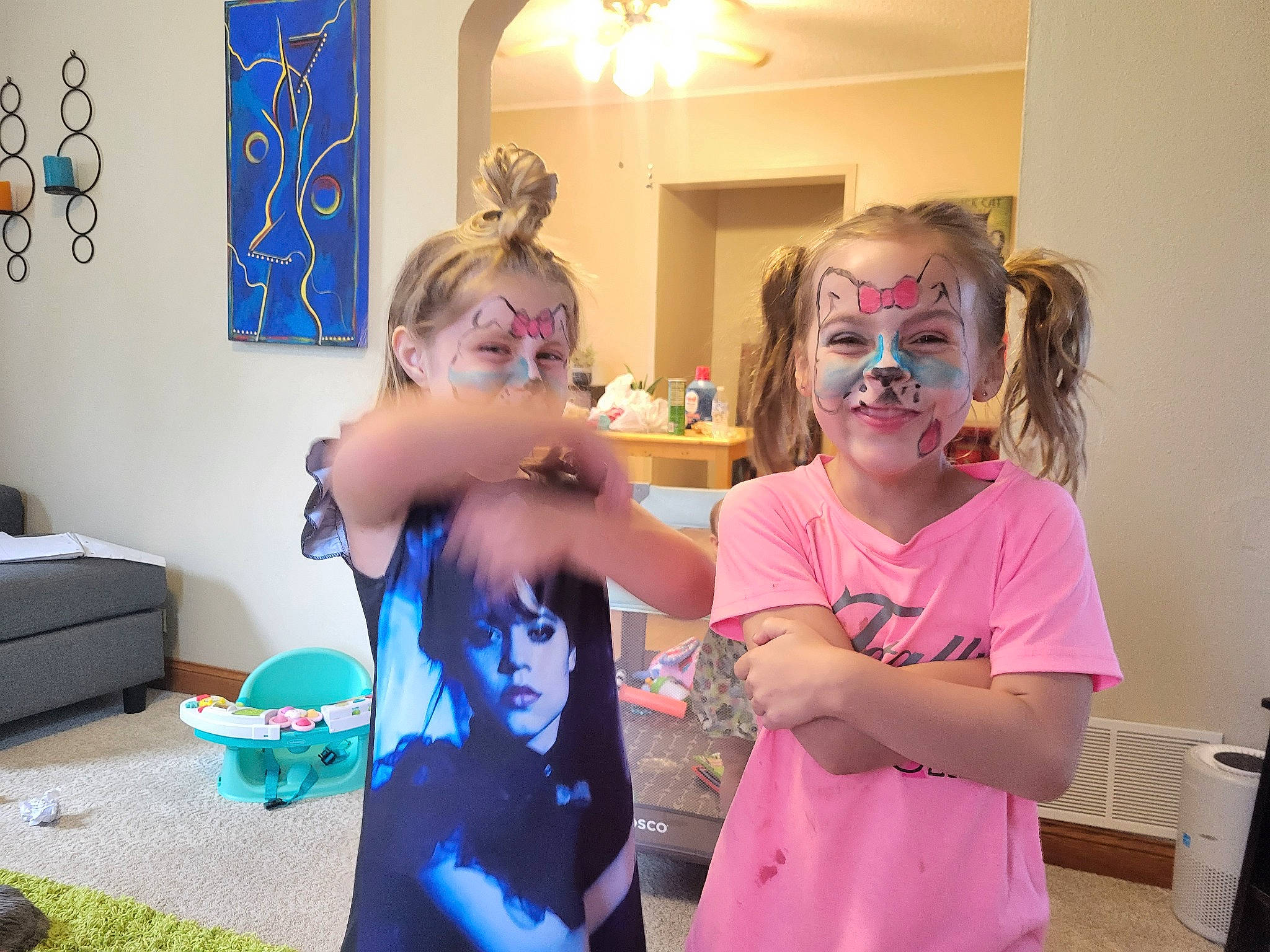 Lyla joined the competition — help win amazing prizes! art, blue, child, event, eyewear, fun, happy, joy, leisure, luggage_and_bags, magenta, party, person, picture_frame, play, purple, room, sofa_bed, t_shirt, toddler