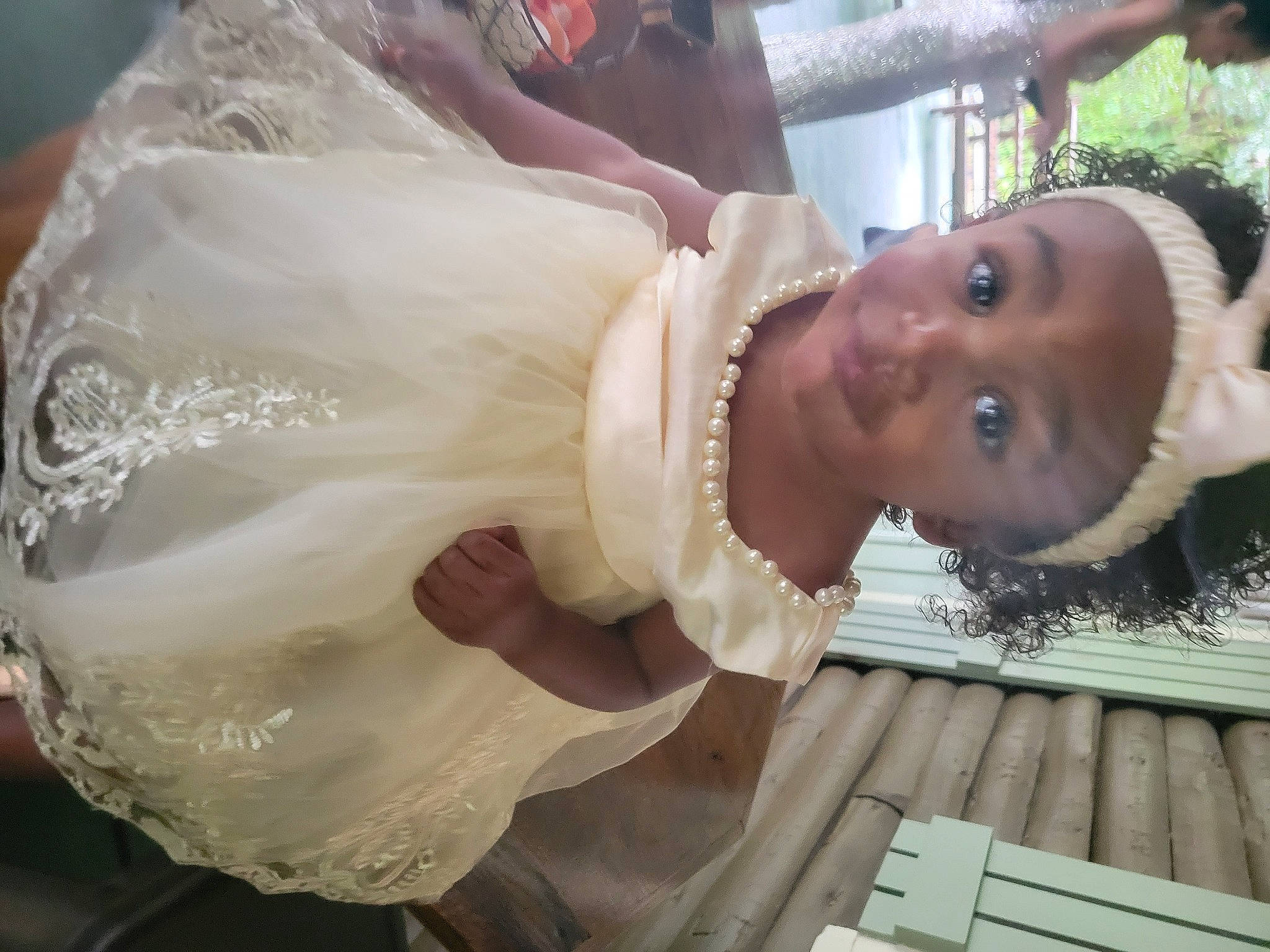 Ensley joined the competition — help win amazing prizes! baby, beauty, bridal_accessory, bridal_clothing, child, dress, embellishment, event, fashion_accessory, formal_wear, fun, happy, jewellery, person, toddler, tradition, tree, tribe, water, wedding_dress