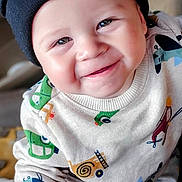 Riott is registered to the contest to win money with this photo: baby, child, smiling, face, beanie, hat, sweater, colorful, indoor, hand, glasses, plastic, closeup, cute, portrait, happy, clothing, seatbelt, seat, floor