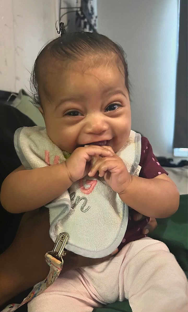 Arriya joined the competition — help win amazing prizes! accessories, baby, babylaughing, biting, bracelet, cutlery, eating, face, food, happy, head, jewelry, person, photography, portrait, sitting, smile, spoon