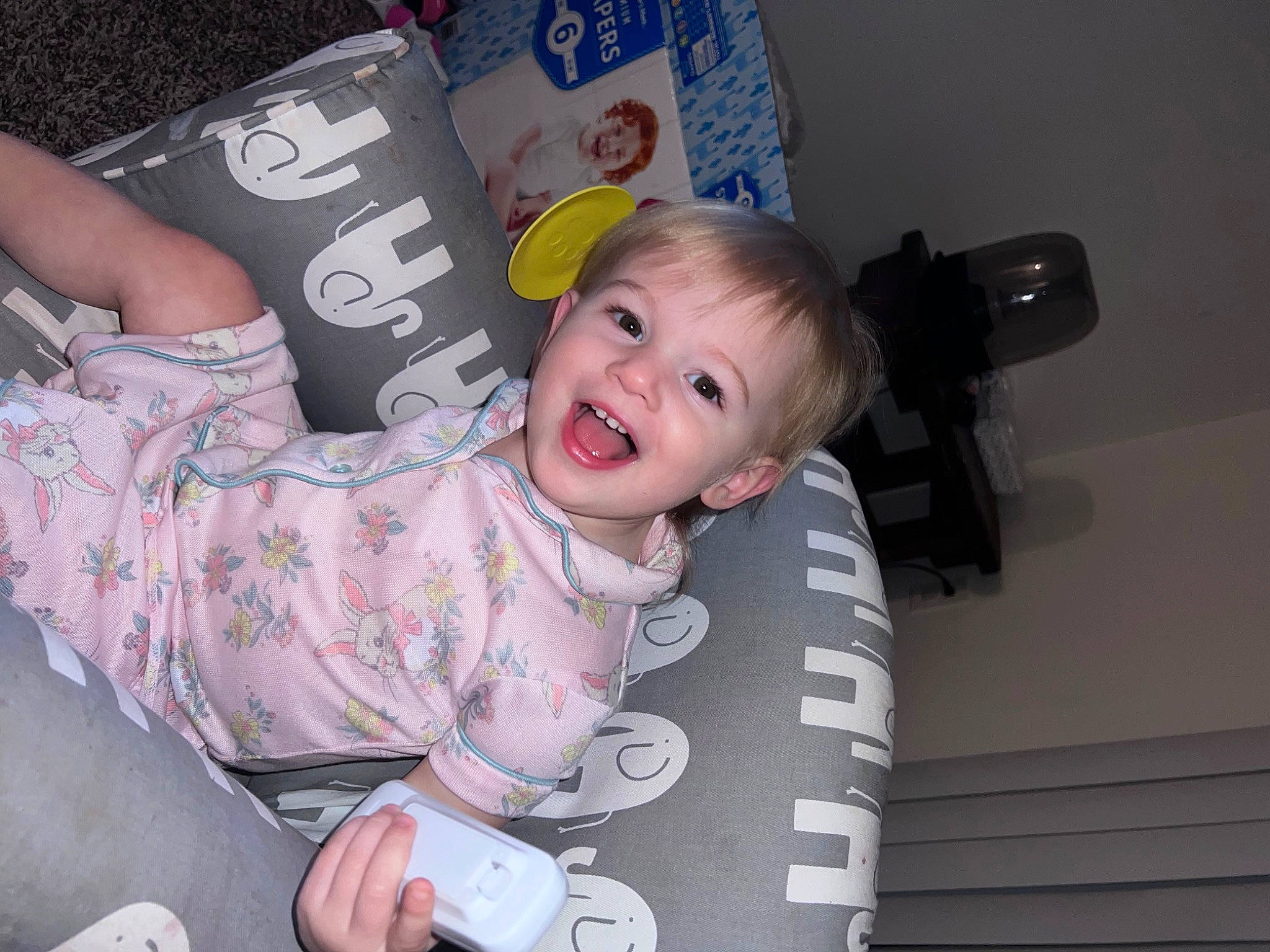 Amelia joined the competition — help win amazing prizes! auto_part, baby, baby_products, baby_toddler_clothing, car_seat, cheek, child, comfort, fun, happy, laugh, logo, pattern, person, room, sitting, sleeve, smile, t_shirt, thumb