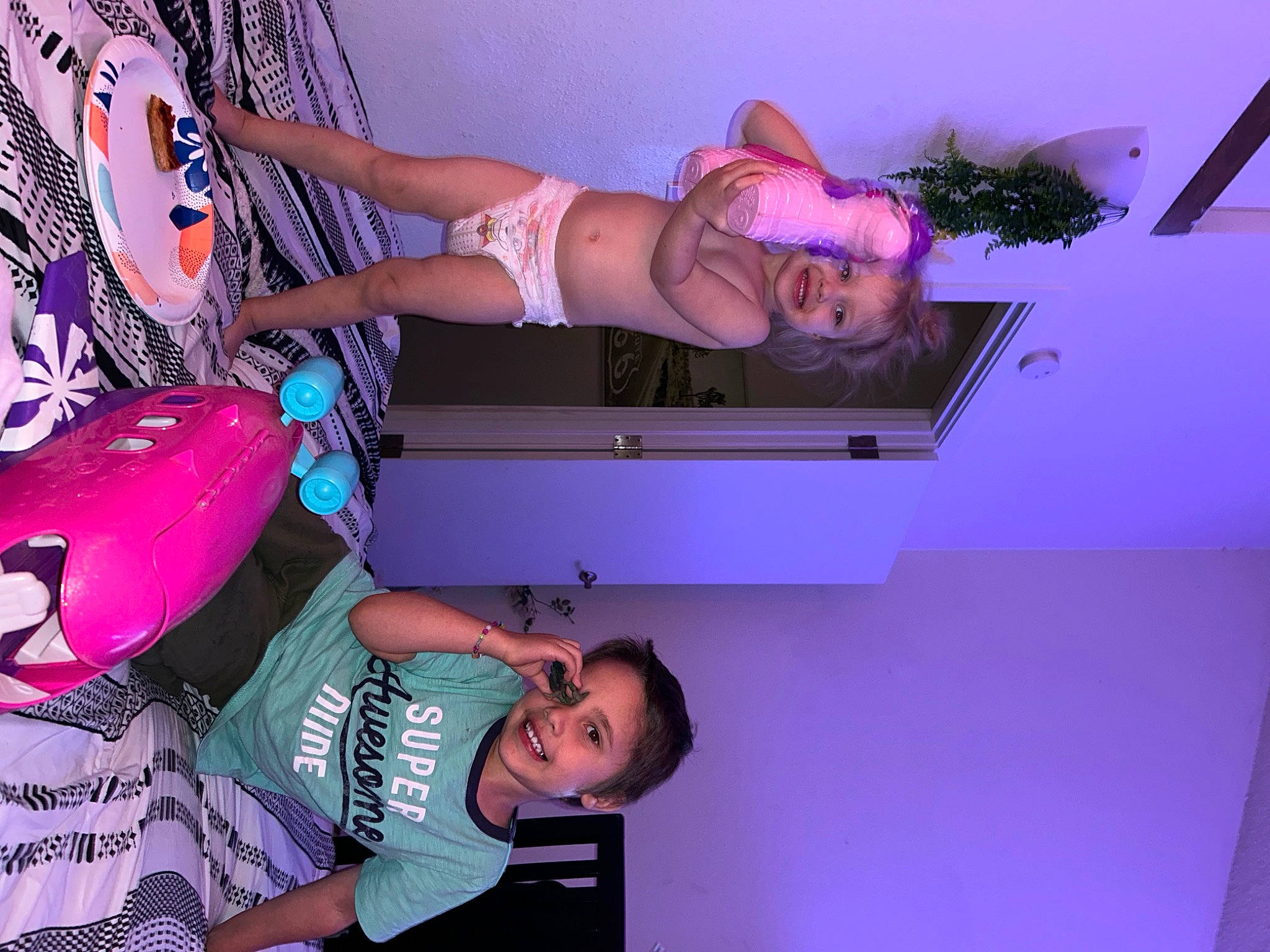 Demitri Lee joined the competition — help win amazing prizes! arm, electric_blue, eyewear, fun, hand, happy, human_leg, joy, leisure, magenta, person, pink, purple, room, smile, thigh, violet, wrist