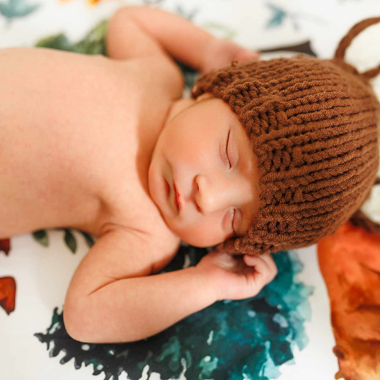 Stetson joined the competition — help win amazing prizes! animal_print, baby, blanket, brown, child, closeup, cozy, cute, ears, hat, infant, knitted, lying_down, newborn, peaceful, portrait, rest, sleeping, soft_skin, warmth
