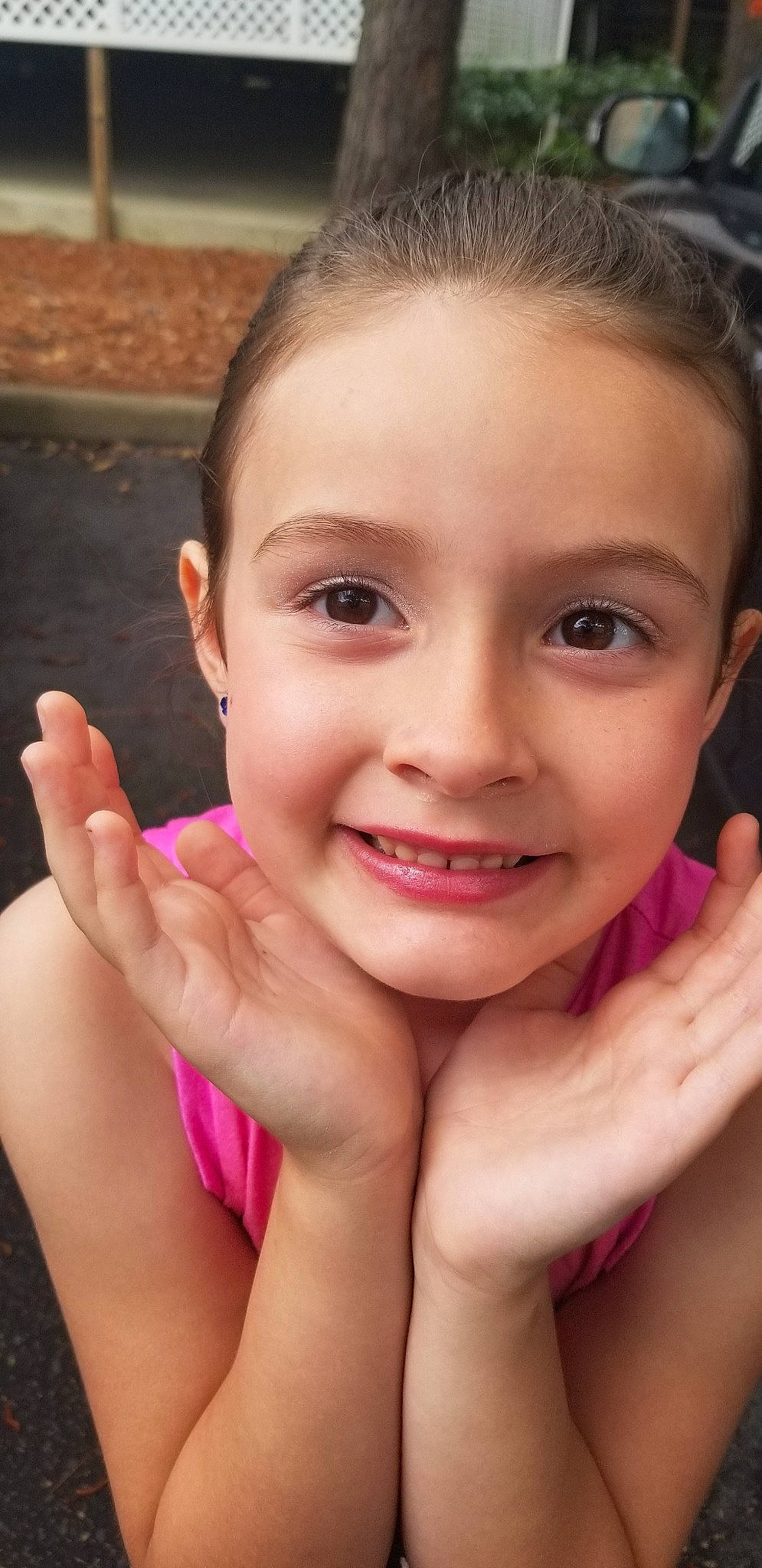 Esmae is registered to the contest to win money with this photo: beauty, cheek, child, child_model, chin, close_up, eye, eyebrow, face, facial_expression, finger, forehead, hair, head, joy, lip, nose, person, pink, skin