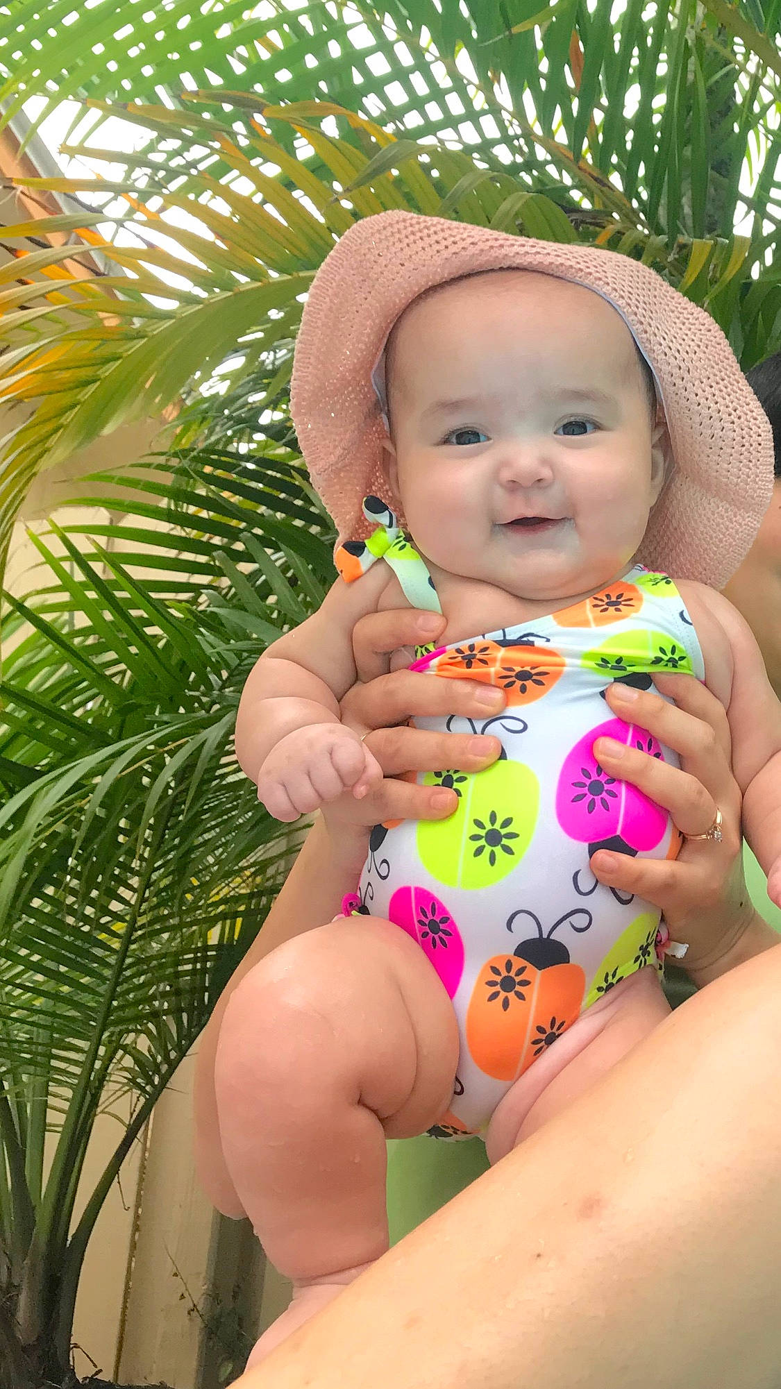 Ashley joined the competition — help win amazing prizes! abdomen, baby, child, finger, leg, leisure, neck, person, play, product, skin, smile, summer, swimwear, toddler, vacation