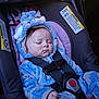 baby, sleeping, car_seat, blue_outfit, hood, child, infant, seatbelt, safety, cozy, cute, peaceful, car_interior, hand, face, closed_eyes, clothing, child_safety, transportation, winter_wear