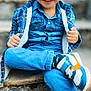 Leonid participe au concours pour gagner de l'argent avec cette photo : bench, blue_eyes, boy, casual_clothing, child, cross_legged, cute, denim, fashion, happy, jacket, outdoor, playful, portrait, sitting, smiling, sneakers, stone, urban, young