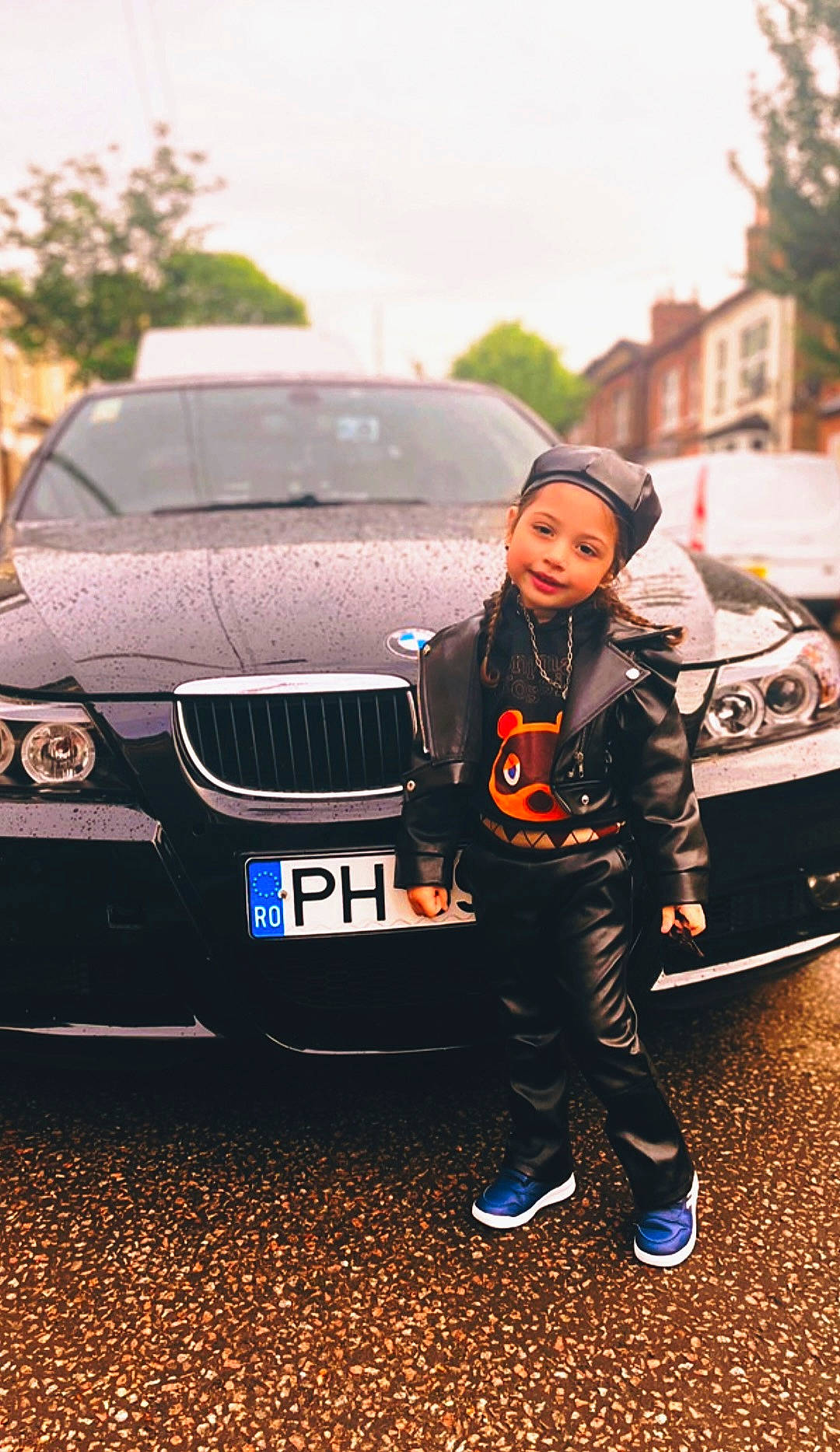 Jacqueline joined the competition — help win amazing prizes! asphalt, automotive_design, automotive_exterior, automotive_lighting, automotive_tire, car, footwear, grille, headlamp, headwear, hood, joy, land_vehicle, motor_vehicle, person, personal_luxury_car, sky, street_fashion, tire, tree