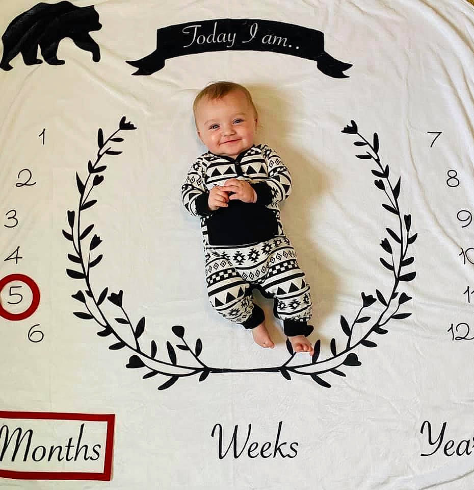 Brantley joined the competition — help win amazing prizes! baby, baby_toddler_clothing, child, font, joy, pattern, person, product, sleeve, t_shirt, toddler
