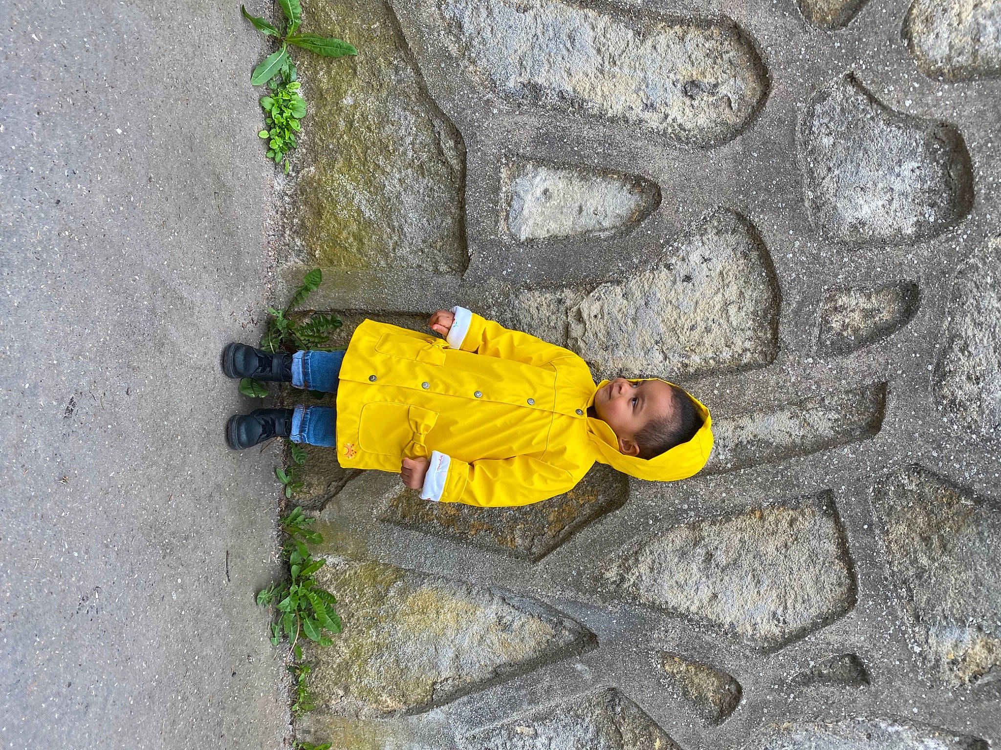 Romane participe au concours pour gagner de l'argent avec cette photo : asphalt, bedrock, child, cobblestone, concrete, fun, grass, leisure, outdoor_shoe, person, plant, recreation, road_surface, rock, shadow, sidewalk, t_shirt, tar, toddler, walking_shoe