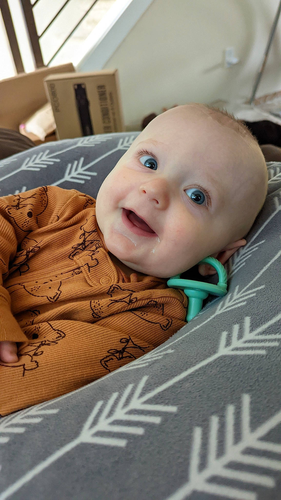 Forrest is registered to the contest to win money with this photo: baby, baby_products, baby_toddler_clothing, cheek, child, chin, comfort, eyebrow, flash_photography, floor, flooring, happy, iris, mouth, nose, person, sitting, skin, smile, toddler