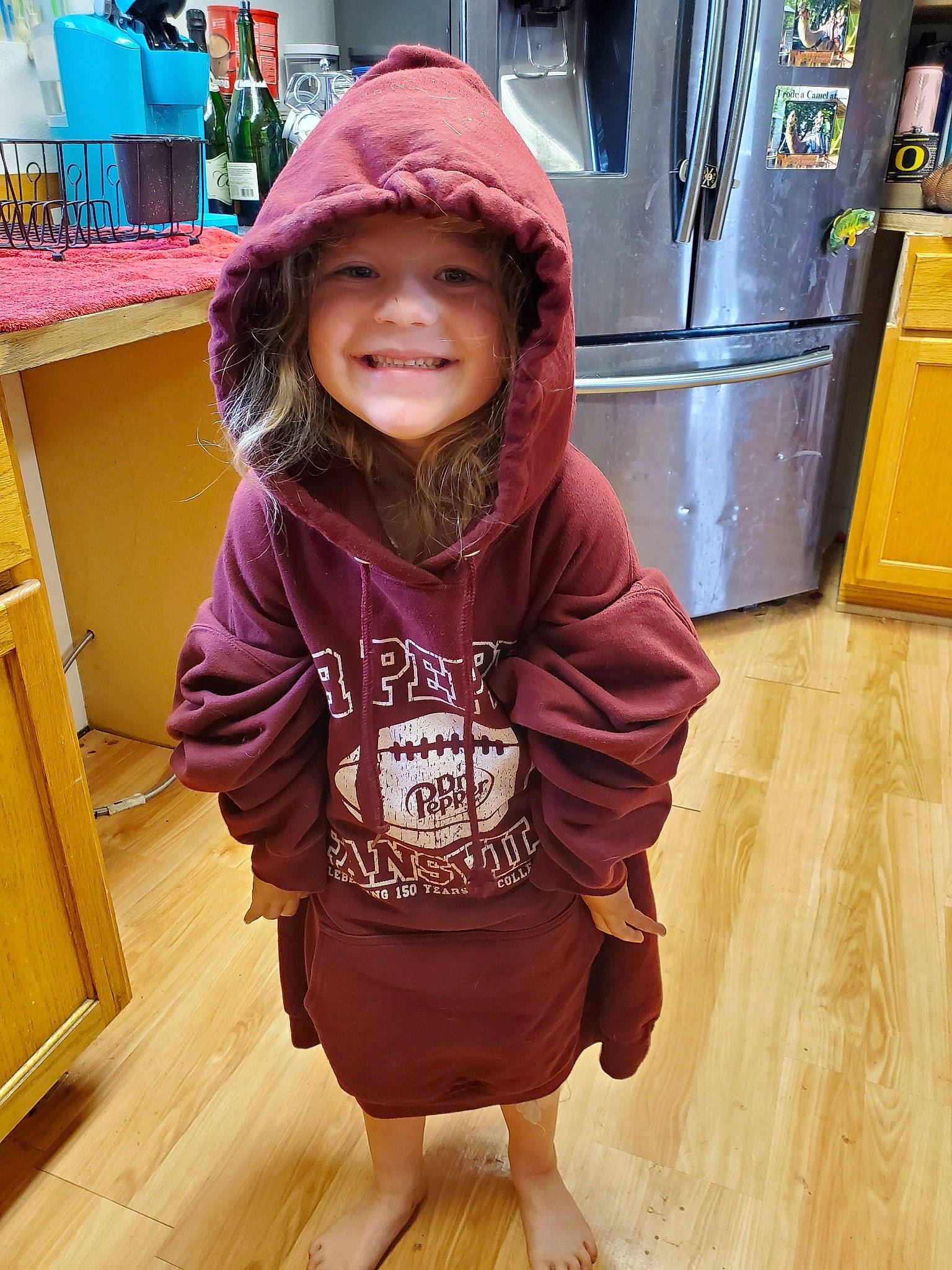 Addalyn joined the competition — help win amazing prizes! child, child_model, head, headwear, hood, hoodie, jacket, joy, magenta, outerwear, person, pink, skin, sleeve, smile, standing, t_shirt, toddler