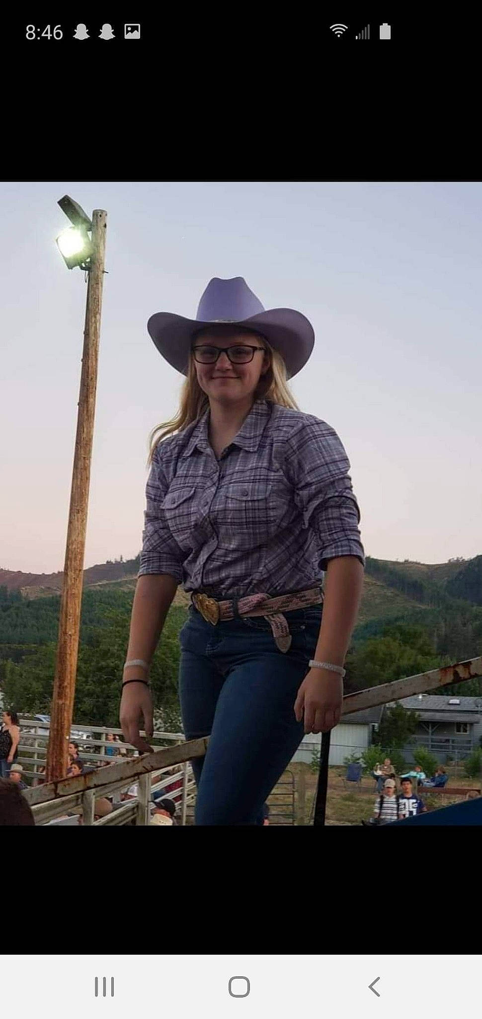 Alexia joined the competition — help win amazing prizes! cowboy_hat, fashion_accessory, hat, headgear, headwear, jeans, joy, person