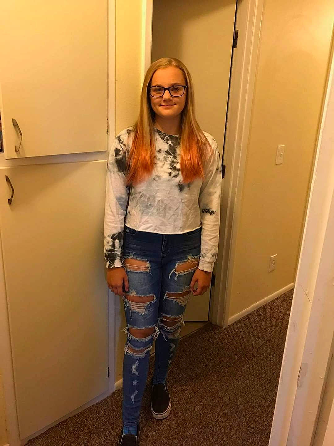 Alexia is registered to the contest to win money with this photo: blond, boot, clothing, denim, footwear, human_leg, jeans, joy, knee, knee_high_boot, leg, leggings, long_hair, person, riding_boot, room, shoe, thigh, tights, trousers