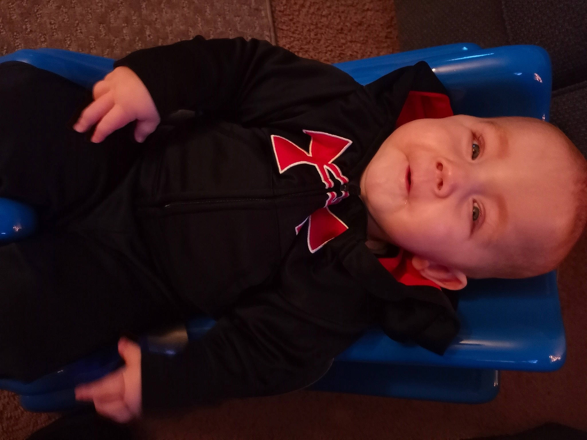 Xzavier is registered to the contest to win money with this photo: baby, baby_products, baby_toddler_clothing, balloon, cheek, child, cobalt_blue, comfort, electric_blue, person, toddler