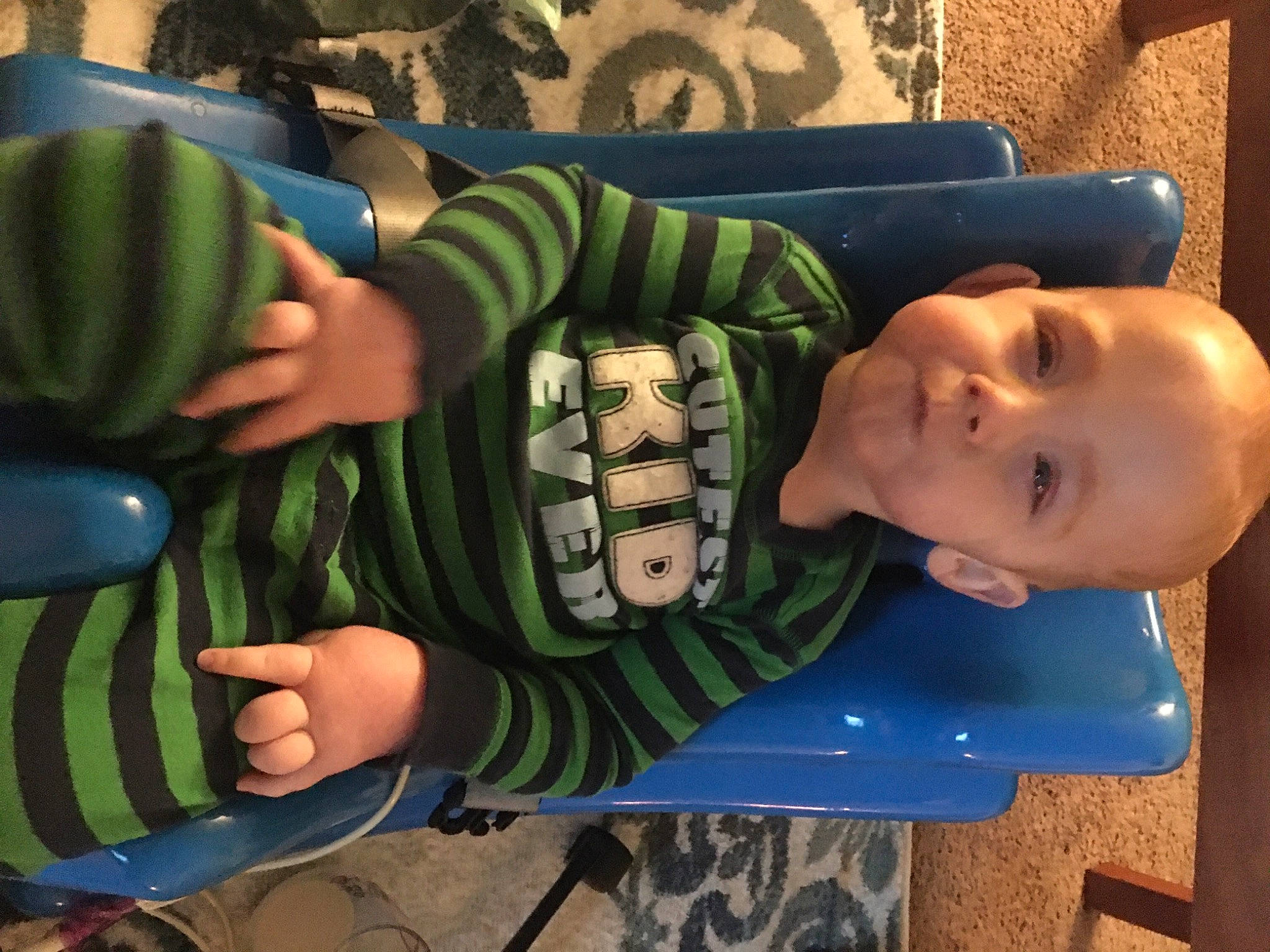 Xzavier Yowger joined the competition — help win amazing prizes! baby, baby_toddler_clothing, child, cool, finger, fun, gesture, green, hairstyle, hand, happy, headgear, leisure, mouth, person, sitting, sleeve, smile, thumb, toddler