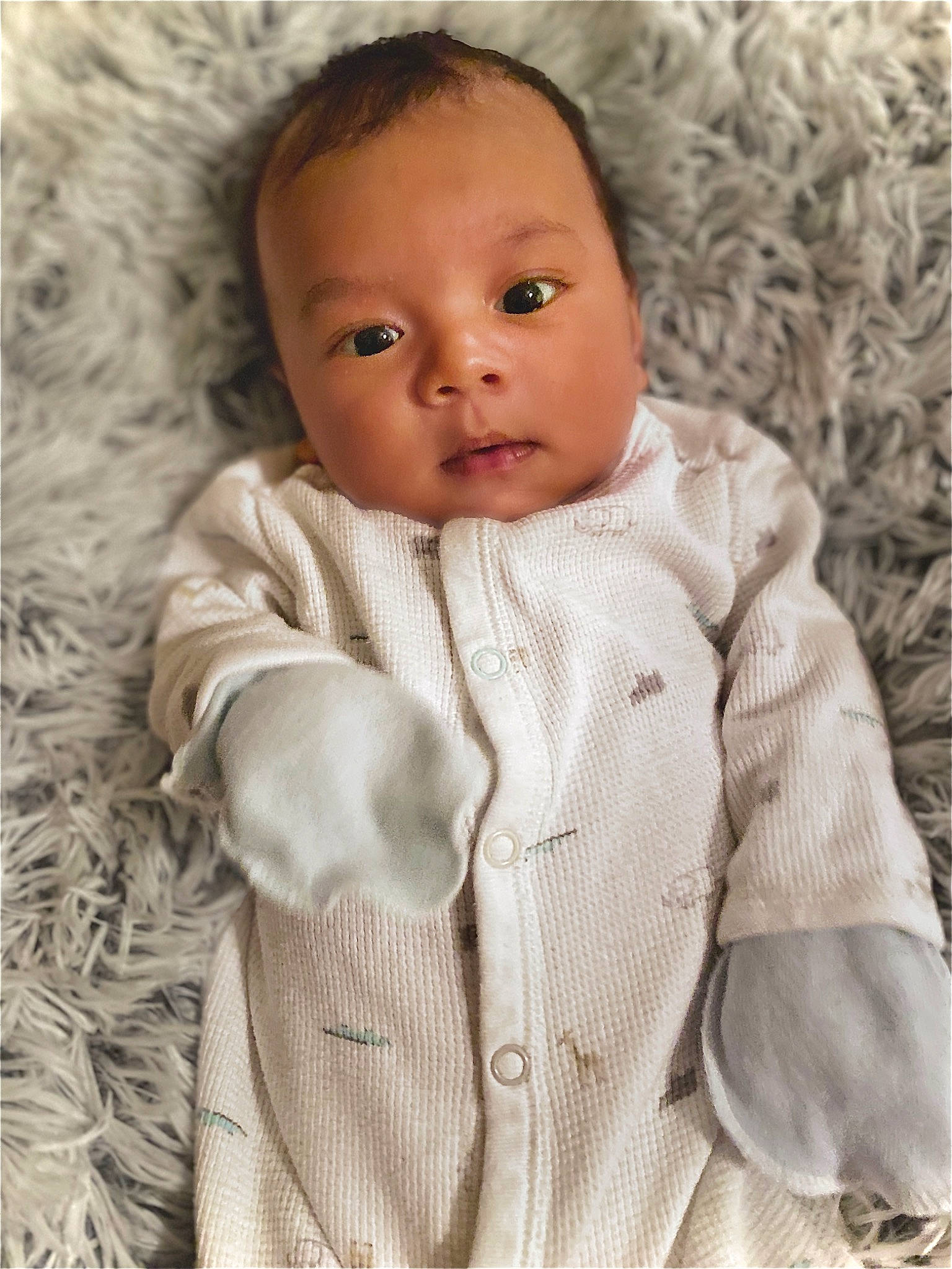 Julien joined the competition — help win amazing prizes! baby, beige, blanket, cheek, child, child_model, eye, face, head, nose, outerwear, person, skin, toddler, wool