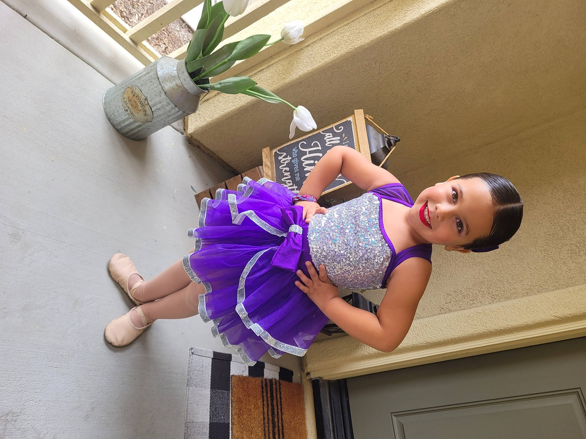 Siomara joined the competition — help win amazing prizes! child, flowerpot, fun, happy, hat, houseplant, human_leg, joint, joy, knee, leg, leisure, magenta, person, pink, plant, purple, room, sandal, stairs