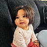 Imrat joined the competition — help win amazing prizes! baby, child, cute, pink_clothing, bracelet, sitting, couch, indoor, portrait, happy, face, person, young_child, long_hair, polka_dots, soft_lighting, home, cozy, infant, adorable