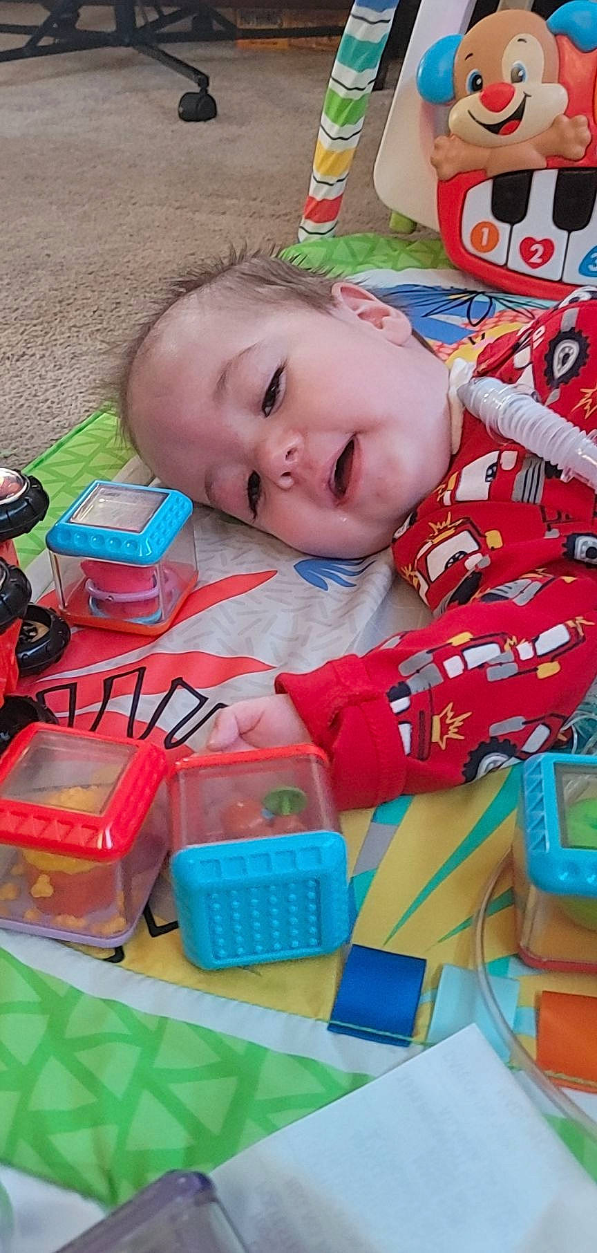 Jason joined the competition — help win amazing prizes! baby, baby_products, baby_toddler_clothing, baby_toys, child, electric_blue, fun, pattern, person, plastic, play, red, room, toddler, toy