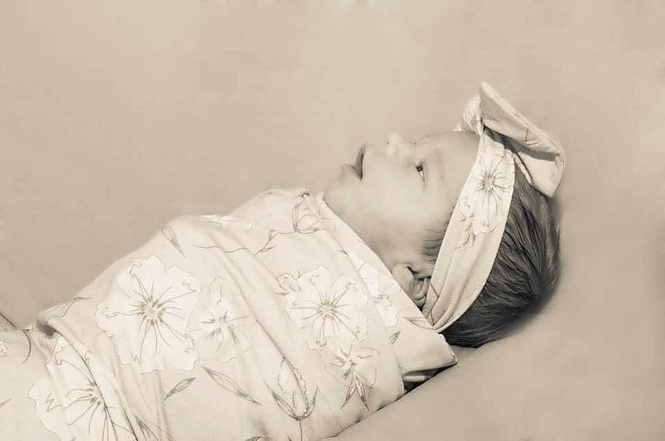 Oakelynn is registered to the contest to win money with this photo: baby, bedtime, black_and_white, child, headwear, person, photograph, photography, skin, sleep, white