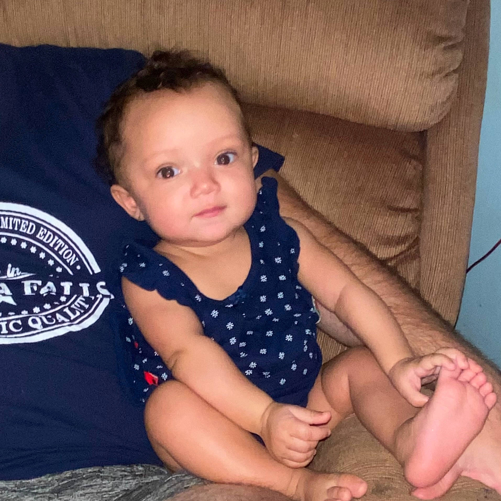 Aria joined the competition — help win amazing prizes! arm, baby, baby_toddler_clothing, cheek, chin, comfort, eye, face, facial_expression, finger, hairstyle, head, iris, joint, leg, neck, organ, person, skin, sleeve