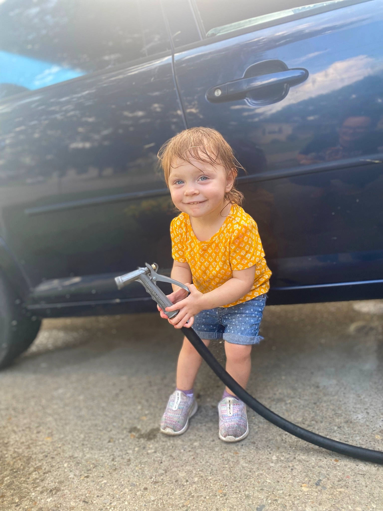 Kaleah joined the competition — help win amazing prizes! alloy_wheel, automotive_design, automotive_exterior, automotive_lighting, automotive_tire, bumper, car, door, fender, grille, hood, joy, mammal, motor_vehicle, person, rim, smile, tire, toddler, vehicle