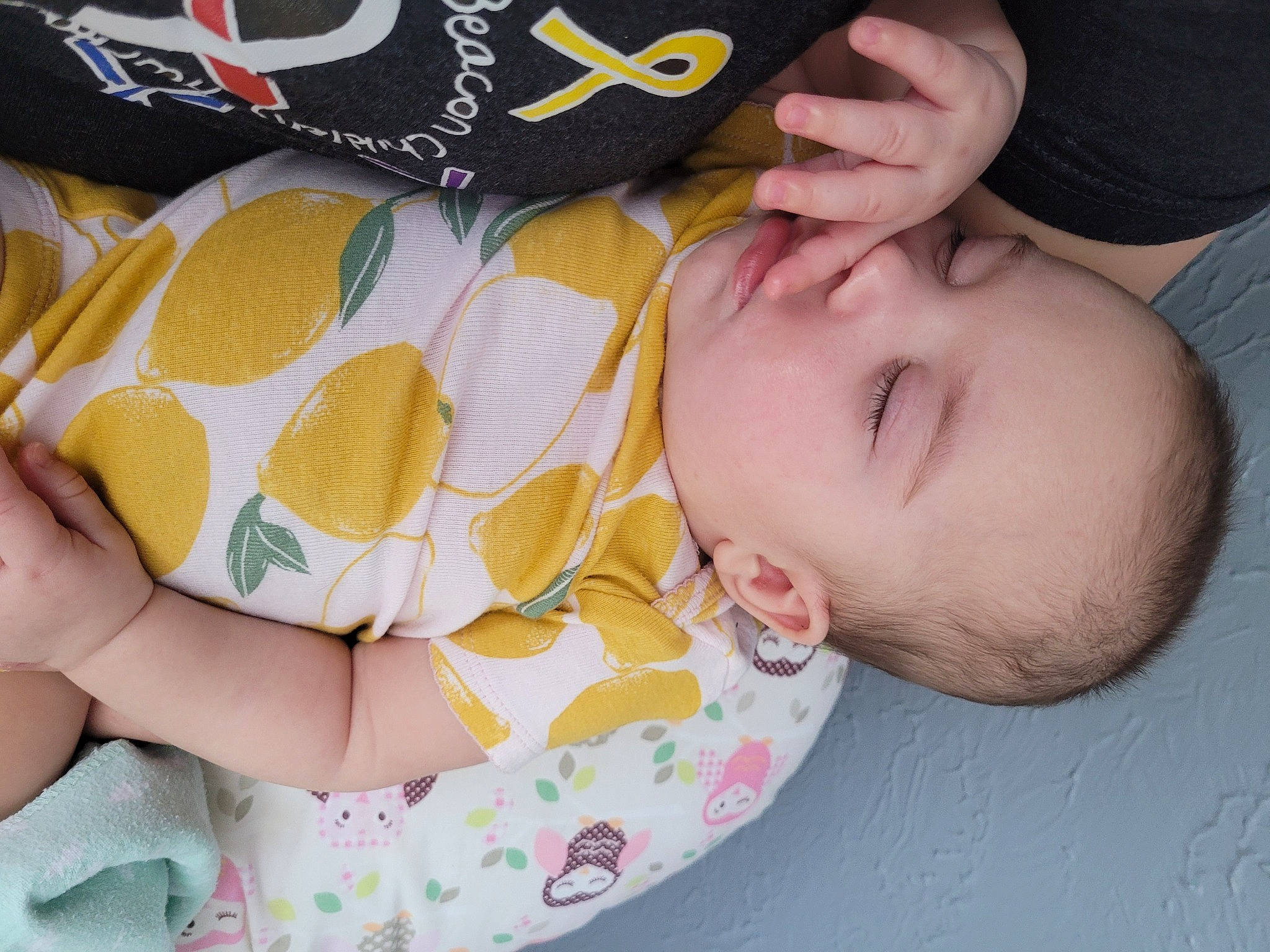 Arya joined the competition — help win amazing prizes! arm, baby, baby_products, baby_toddler_clothing, cheek, child, comfort, finger, hand, linens, nail, neck, pattern, person, skin, sleep, sleeve, thigh, thumb, toddler