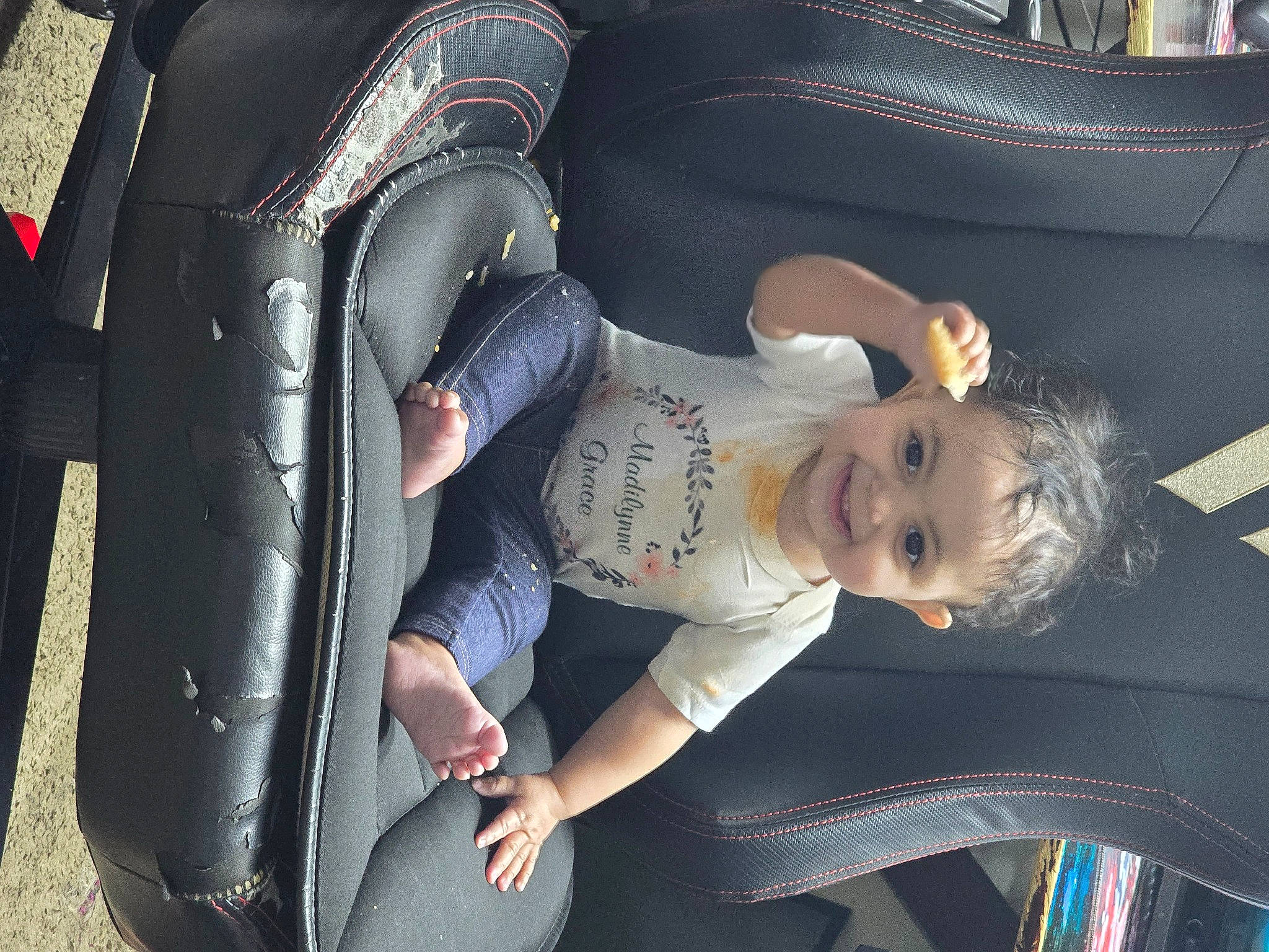 Madilynne is registered to the contest to win money with this photo: auto_part, automotive_design, automotive_exterior, automotive_tire, automotive_wheel_system, bumper, car, car_seat, comfort, family_car, flash_photography, fun, joy, luxury_vehicle, motor_vehicle, person, smile, tire, toddler, vehicle