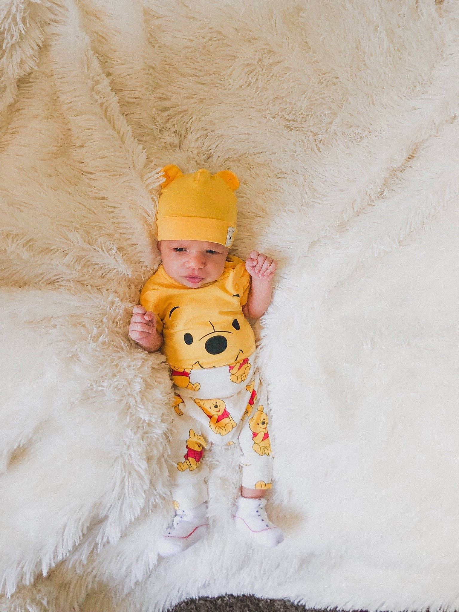 Zaylin joined the competition — help win amazing prizes! baby, cap, child, costume, doll, fur, headgear, person, toddler, toy, white, yellow