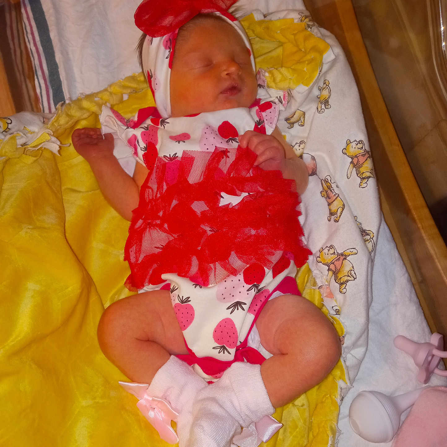 Zayleigh joined the competition — help win amazing prizes! baby, bed, bedroom, blanket, bodypart, bonnet, clothing, cradle, crib, diaper, face, finger, furniture, glove, hand, hat, head, infantbed, newborn, person