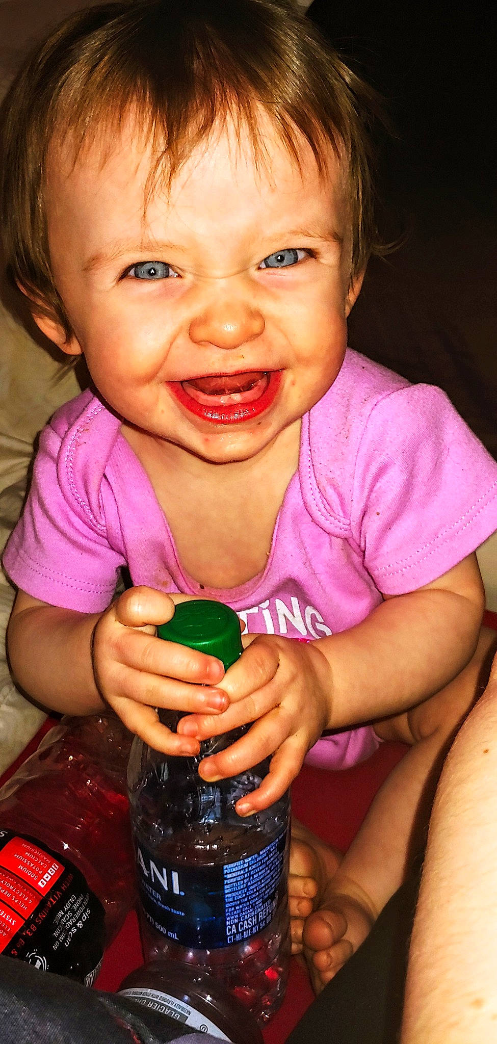 Rhea joined the competition — help win amazing prizes! bottle, cheek, dress, drinkware, eyelash, finger, gesture, green, hand, happy, lip, mouth, muscle, nail, nose, organ, person, photograph, pink, skin