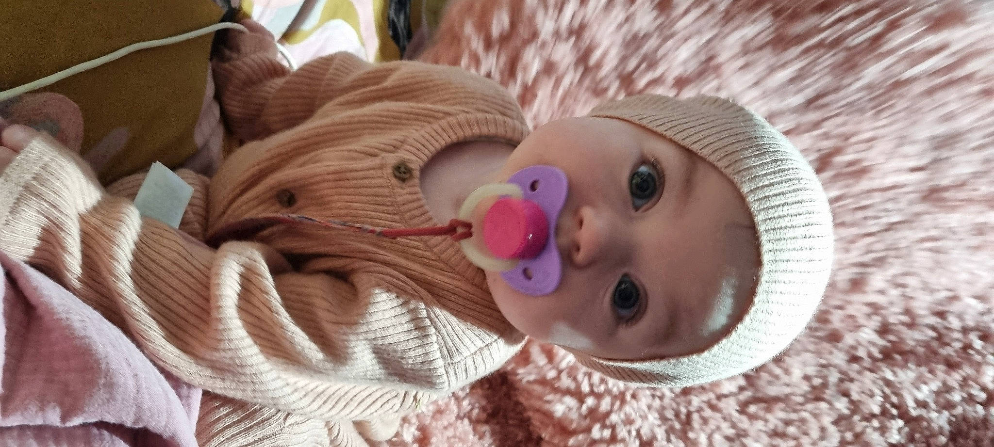 Kayla joined the competition — help win amazing prizes! baby, cap, cheek, child, close_up, doll, eye, eyelash, facial_expression, fawn, fun, head, headgear, headwear, iris, lip, nose, person, skin, toy