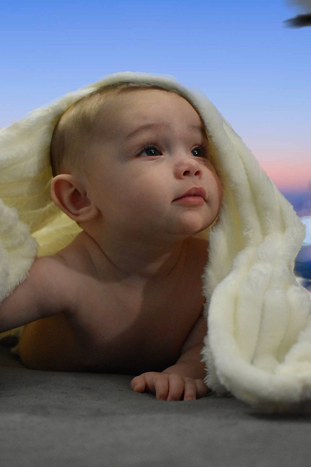 Karra is registered to the contest to win money with this photo: baby, child, face, head, mouth, person, skin, smile, toddler