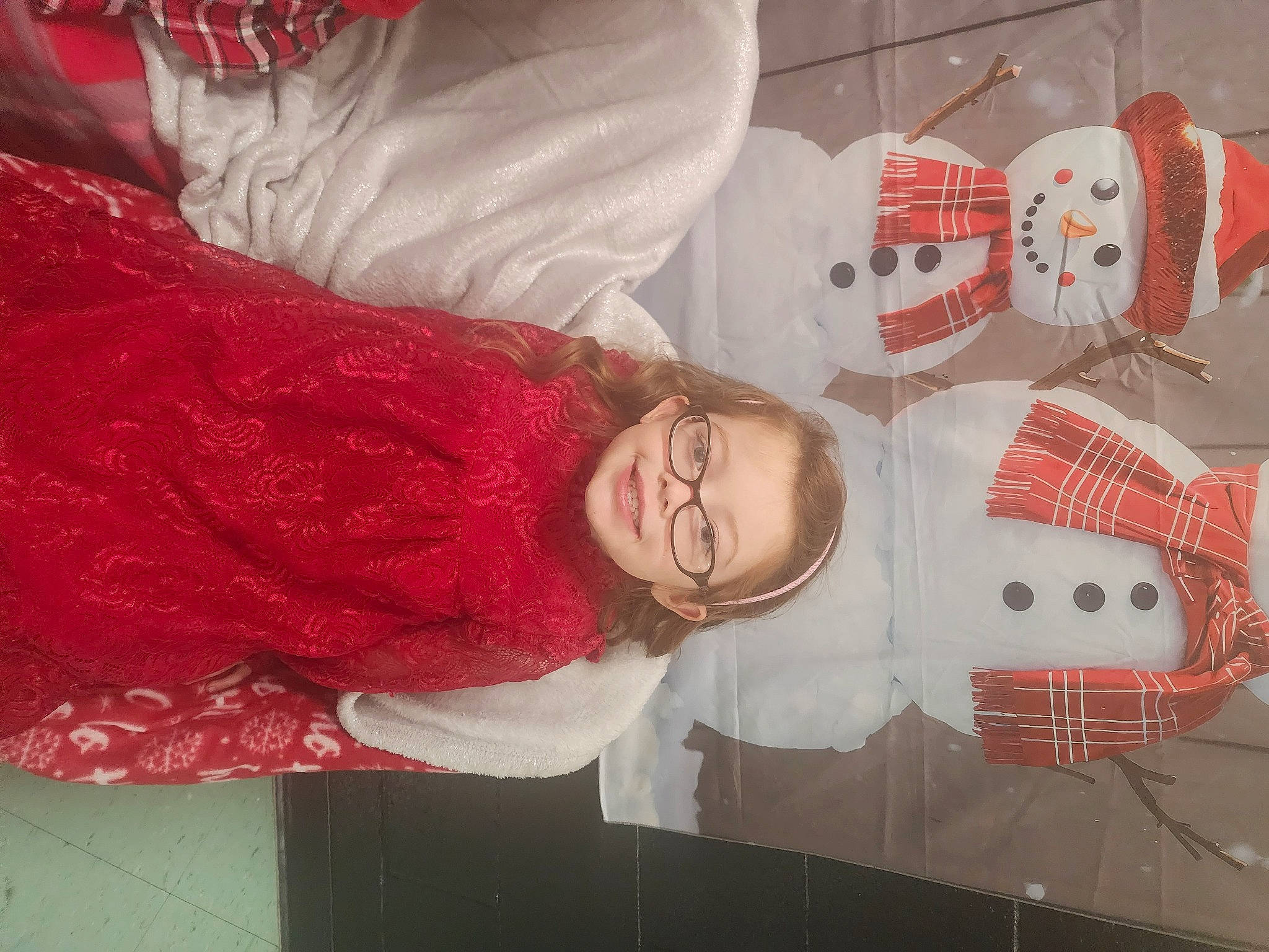 Meghan joined the competition — help win amazing prizes! carmine, child, christmas, comfort, event, holiday, joy, lap, linens, pattern, person, plush, room, sleeve, smile, stuffed_toy, textile, toy, wool