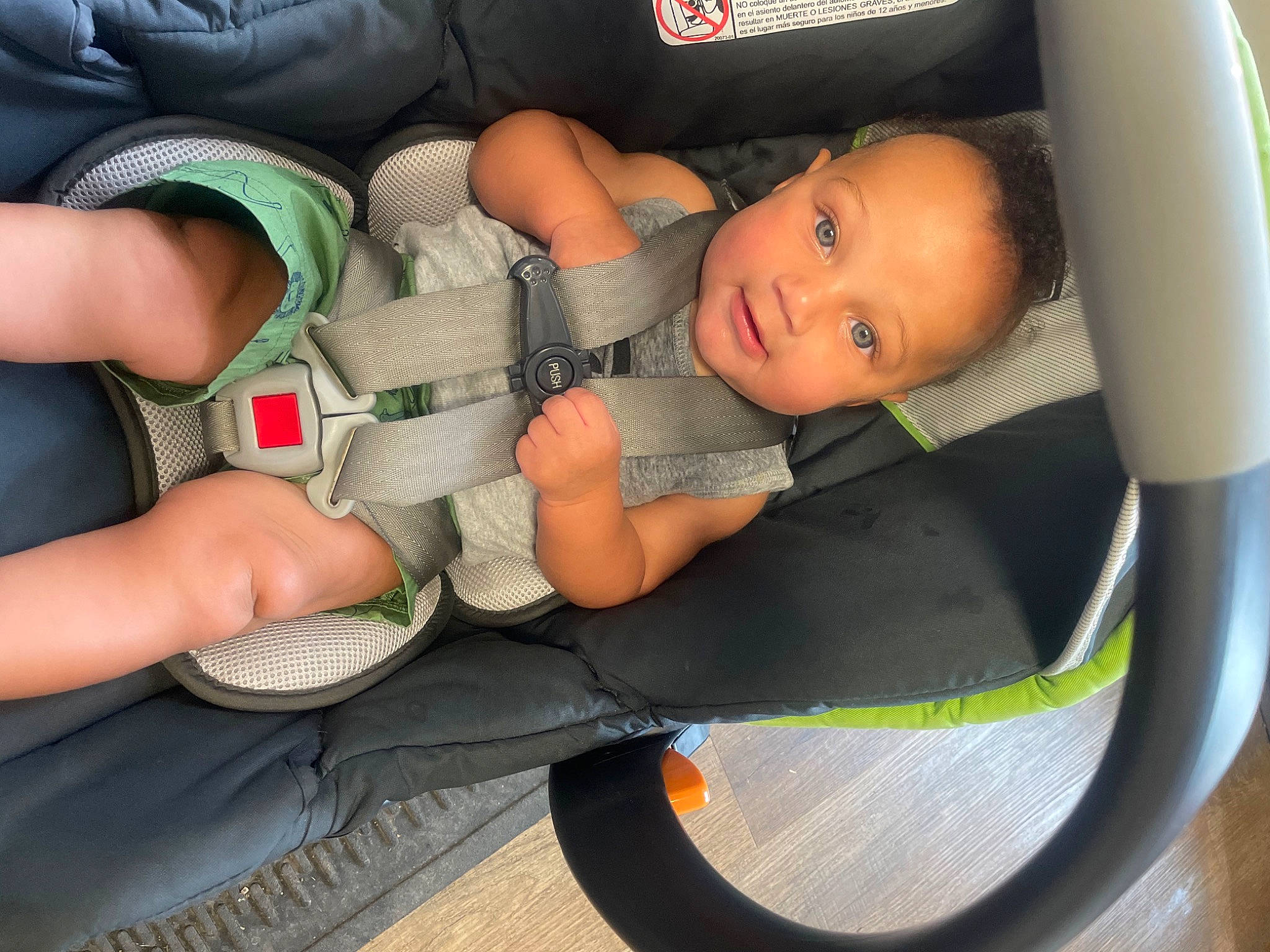 Korbyn is registered to the contest to win money with this photo: auto_part, automotive_wheel_system, baby, baby_carriage, baby_in_car_seat, baby_products, baby_toddler_clothing, car_seat, chair, child, comfort, cool, eye, finger, fun, mouth, nail, person, personal_protective_equipment, toddler