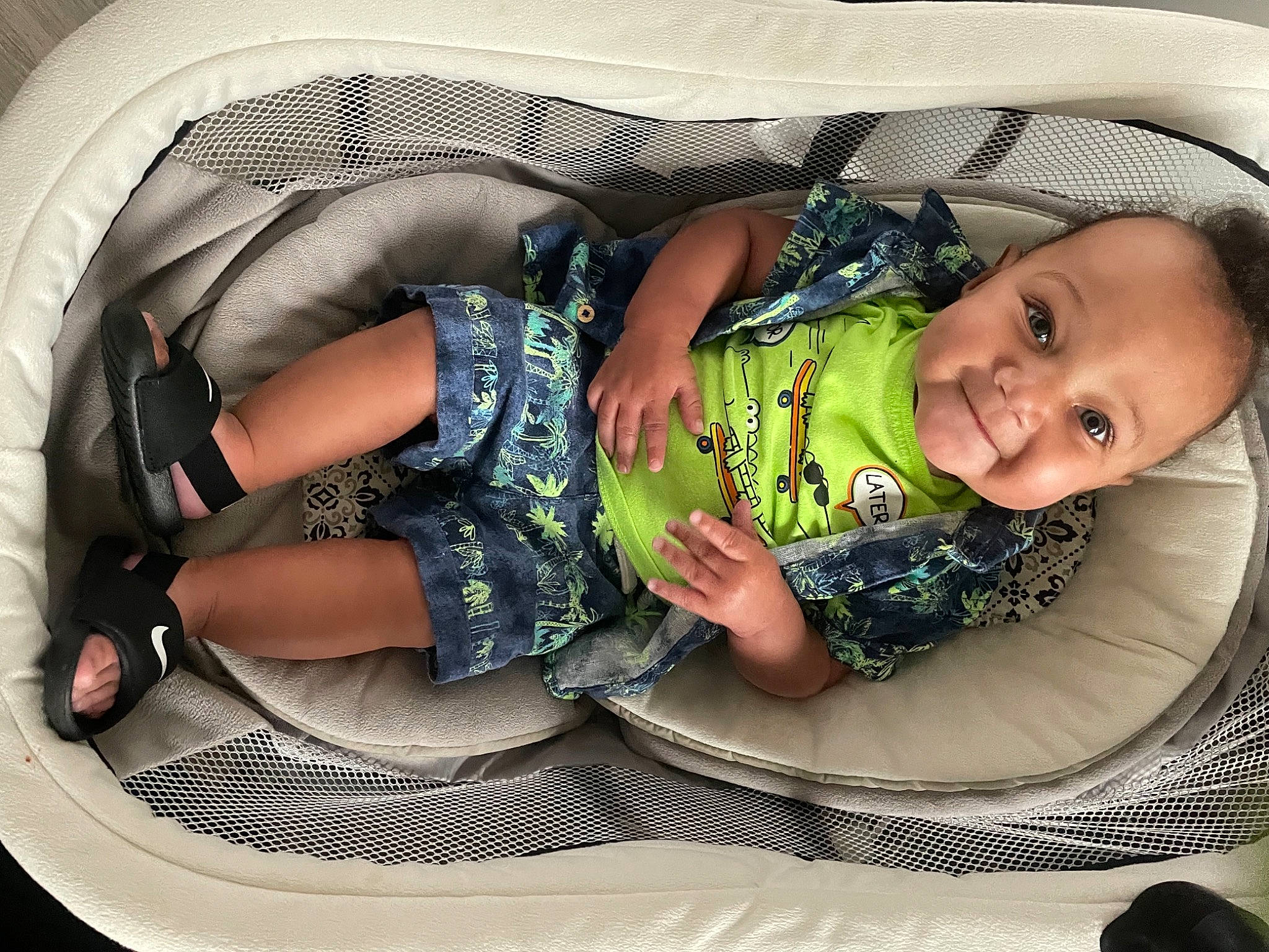 Korbyn joined the competition — help win amazing prizes! auto_part, baby, baby_carriage, baby_products, baby_toddler_clothing, car_seat, child, comfort, cool, fun, happy, human_leg, joy, lap, leg, mouth, pattern, person, sitting, smile