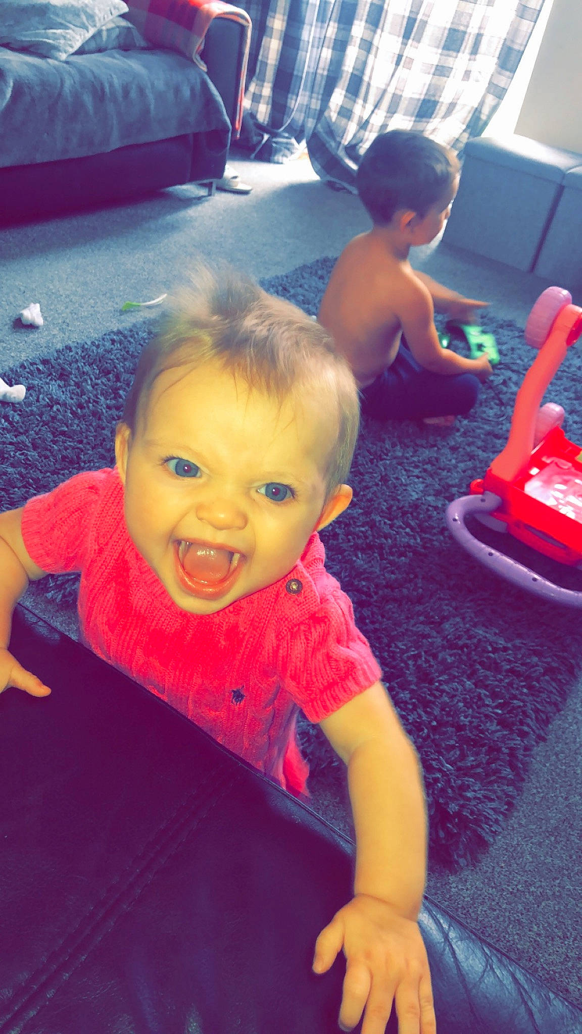 Isla-grace joined the competition — help win amazing prizes! baby, child, face, fun, games, head, leisure, person, play, product, recreation, skin, smile, summer, technology, toddler, vacation