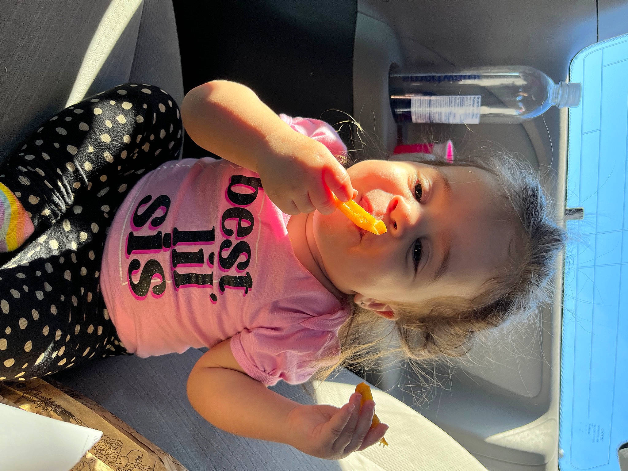 Jaylee joined the competition — help win amazing prizes! abdomen, black_hair, chest, child, elbow, eyewear, food, fun, happy, human_leg, mouth, person, refrigerator, room, smile, thigh, toddler, trunk, vehicle_door, waist