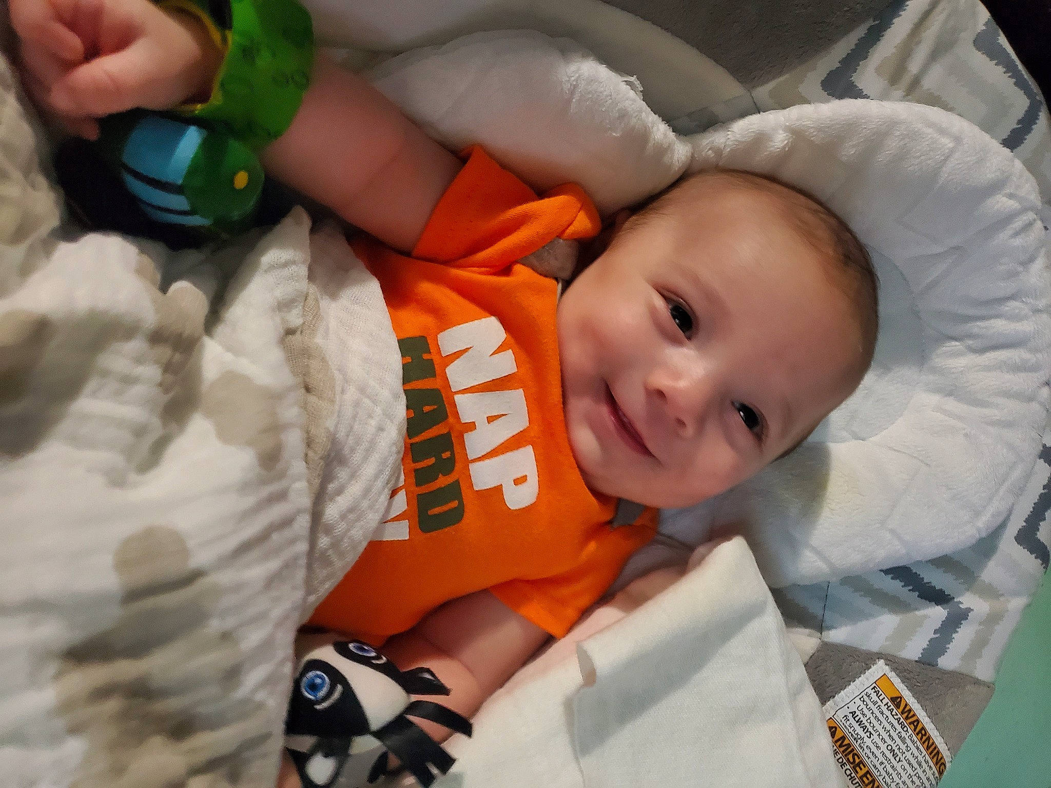 Ryden is registered to the contest to win money with this photo: baby, baby_products, baby_safety, baby_toddler_clothing, carmine, cheek, child, comfort, event, face, fun, happy, joy, linens, mouth, nose, person, room, skin, smile