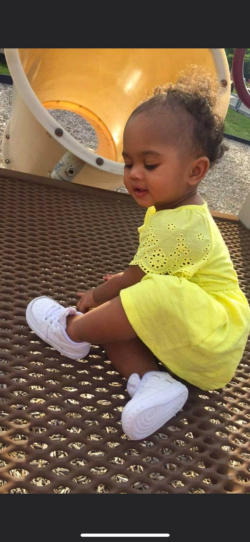 Zayli is registered to the contest to win money with this photo: baby, baby_toddler_clothing, child, floor, flooring, foot, fun, hairstyle, happy, human_leg, knee, leg, leisure, person, sitting, skin, sock, thigh, toddler, white