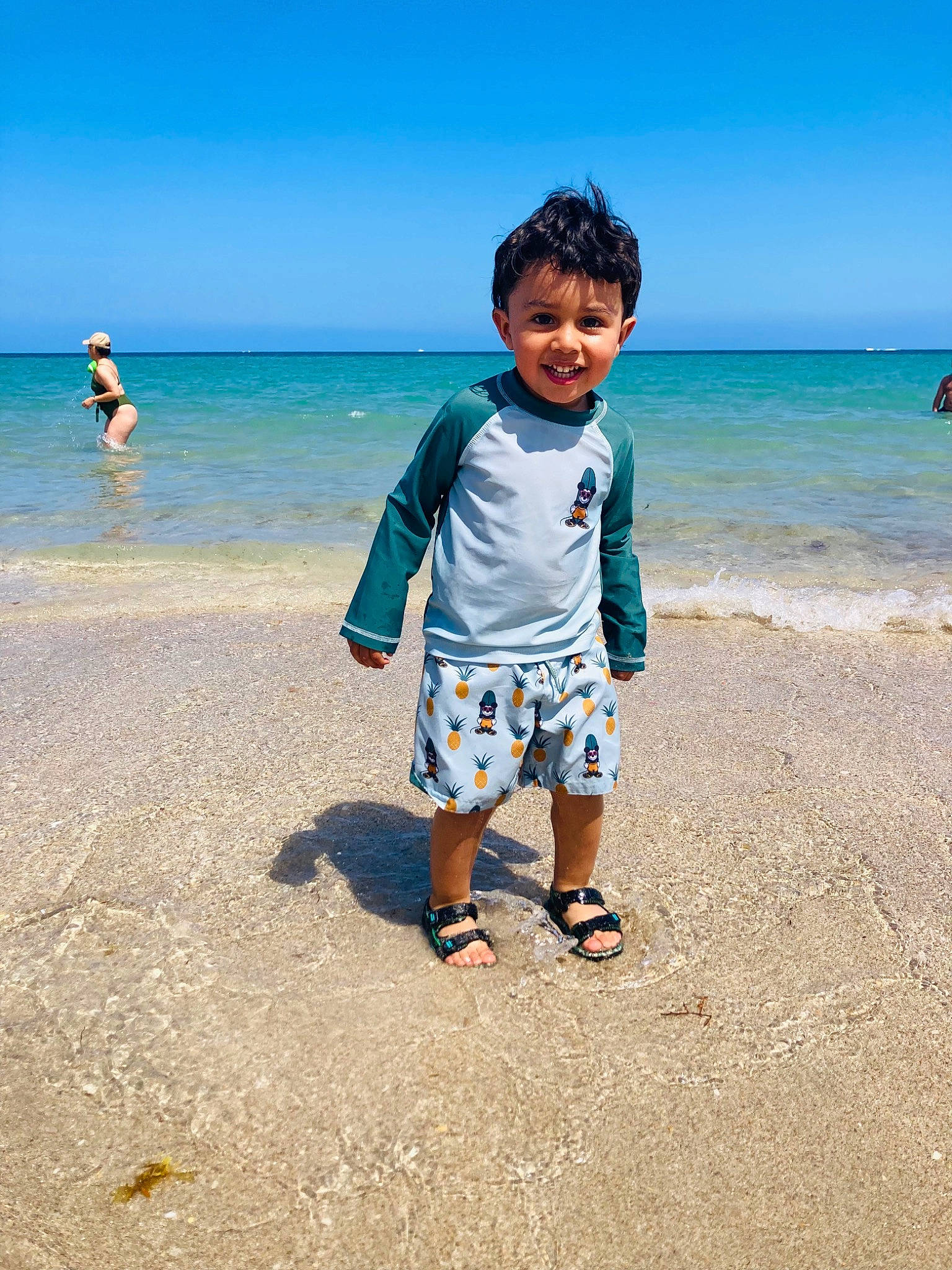 Dereck joined the competition — help win amazing prizes! beach, cloud, coastal_and_oceanic_landforms, cool, fun, happy, horizon, joy, leisure, natural_environment, people_in_nature, people_on_beach, person, sand, sky, smile, sunlight, toddler, travel, vertebrate