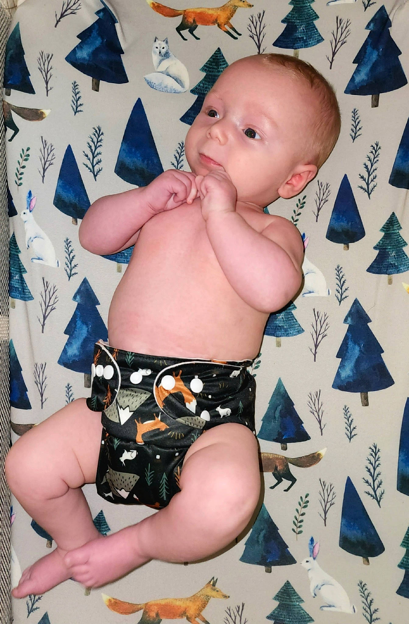 Finnley is registered to the contest to win money with this photo: abdomen, baby, barechested, cheek, chest, child, diaper, happy, human_body, human_leg, knee, muscle, pattern, person, shorts, stomach, textile, thigh, thumb, toddler