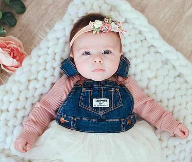 Kate joined the competition — help win amazing prizes! baby, cheek, child, clothing, crochet, doll, dress, fashion, forehead, hand, head, headgear, headwear, outerwear, pattern, person, pink, product, skin, textile