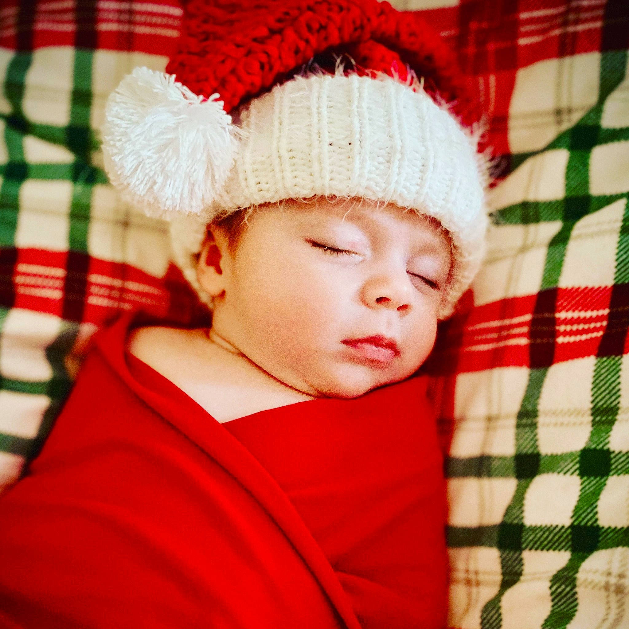 Kate joined the competition — help win amazing prizes! baby, cheek, child, christmas, christmas_eve, ear, fictional_character, fur, hat, headgear, headwear, holiday, knit_cap, pattern, person, plaid, red, tartan, toddler, wool