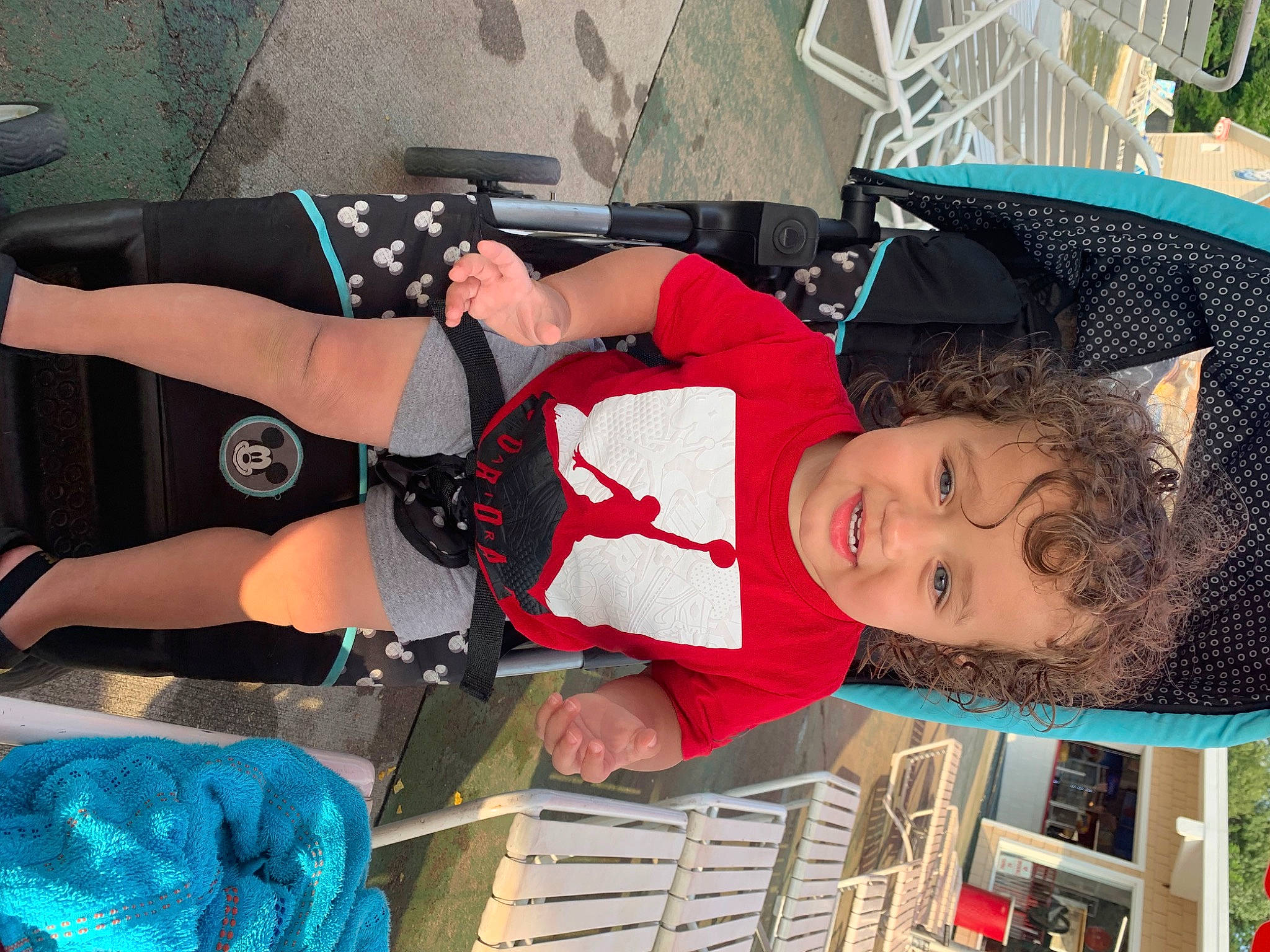 Jeremiah is registered to the contest to win money with this photo: carmine, child, costume, event, fun, happy, hat, human_leg, joy, knee, leisure, mouth, person, personal_protective_equipment, plant, recreation, shorts, thigh, toddler, tree