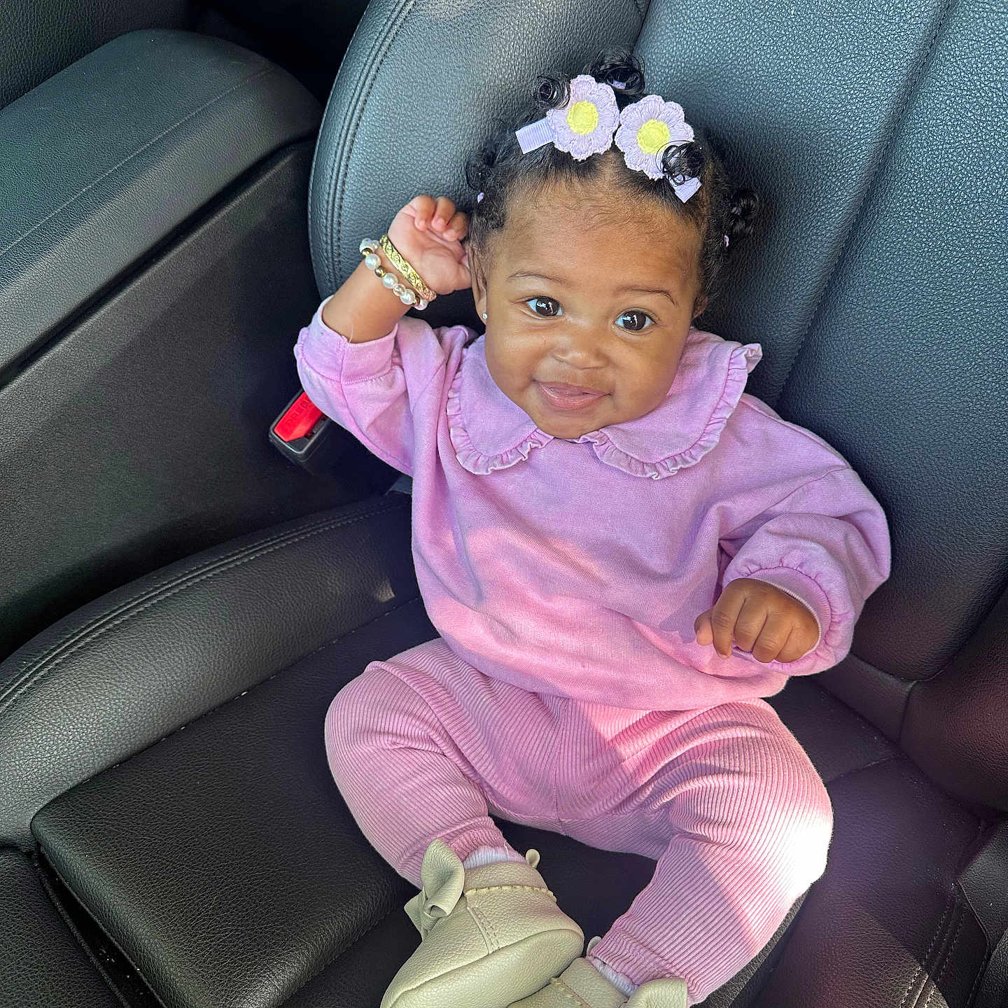 Arai is registered to the contest to win money with this photo: accessories, baby, bodypart, clothing, couch, cushion, face, footwear, furniture, happy, head, homedecor, jewelry, pants, person, photography, portrait, shoe, sitting, smile