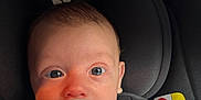 Danté is registered to the contest to win money with this photo: baby, bottle, milk, car_seat, blanket, feeding, infant, close_up, human, child, seat_belt, hand, milk_bottle, indoors, portrait, newborn, cute, face, person, resting