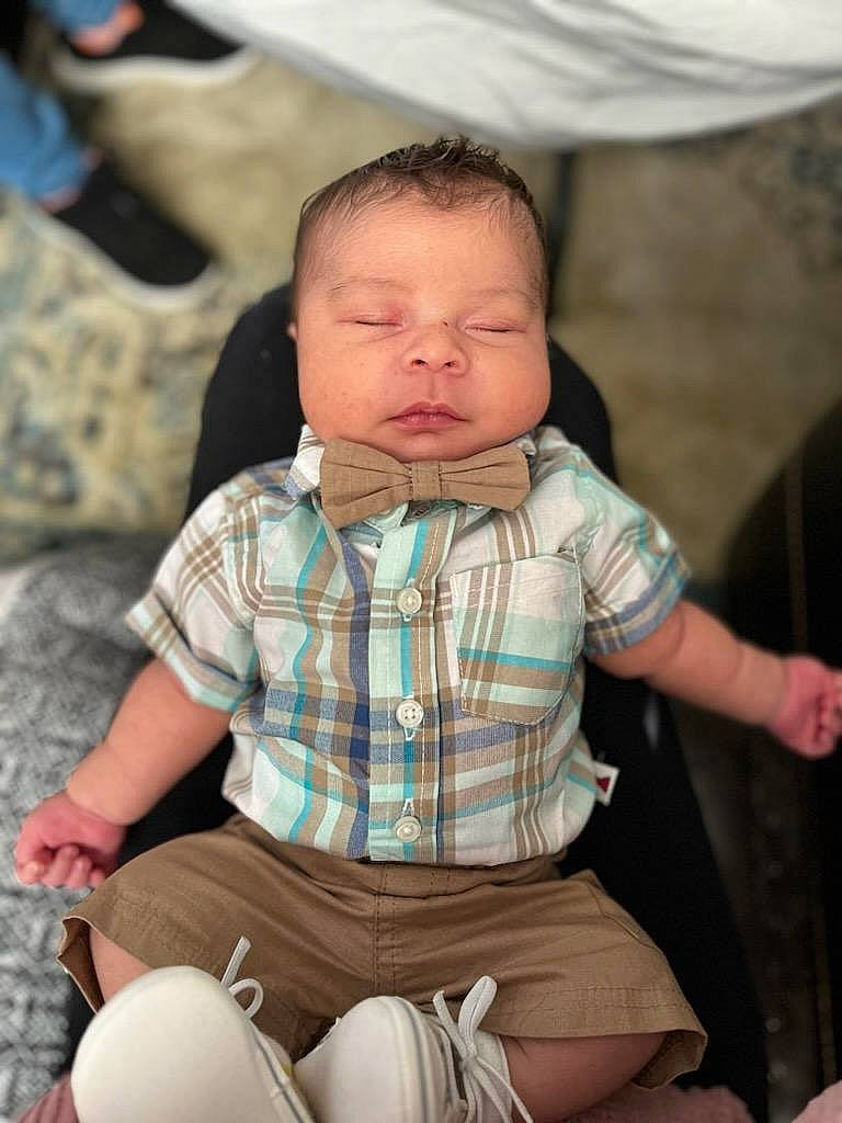 Kyrin joined the competition — help win amazing prizes! baby, baby_toddler_clothing, cheek, child, comfort, dress_shirt, facial_expression, hairstyle, happy, knee, people, person, plaid, shorts, sitting, skin, sleeve, t_shirt, tartan, thigh